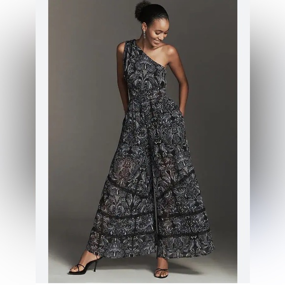 Anthropologie Pants - By Anthropologie One-Shoulder Printed Jumpsuit Size XS NWT